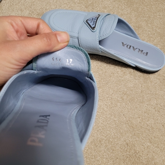 Prada Naplak Leather Mules - Celeste (size 37) - Picture 9 of 10